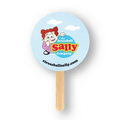 Mini Hand Fan- Round Shape Hand Fan w/ Wood Stick Handle